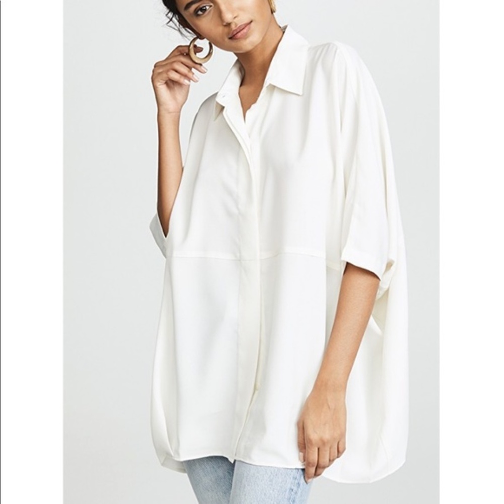 Hatch Oversized Collared Blouse in Ivory
